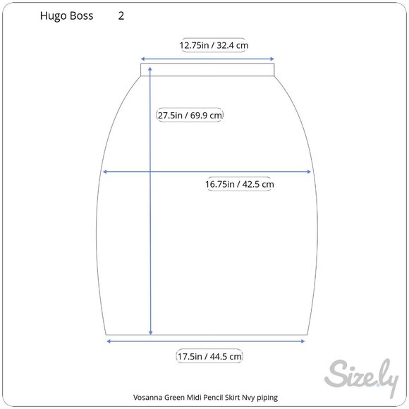 Hugo Boss Vosanna Green Pencil Skirt Navy Piping Details Pockets Back Zip Sz 2 - Picture 8 of 8